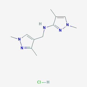 molecular formula C11H18ClN5 B12234681 N-[(1,3-dimethylpyrazol-4-yl)methyl]-1,4-dimethylpyrazol-3-amine;hydrochloride 