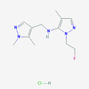 molecular formula C12H19ClFN5 B12234724 N-[(1,5-dimethylpyrazol-4-yl)methyl]-2-(2-fluoroethyl)-4-methylpyrazol-3-amine;hydrochloride 