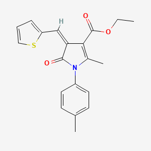 molecular formula C20H19NO3S B1223474 ethyl (4Z)-2-methyl-1-(4-methylphenyl)-5-oxo-4-(thiophen-2-ylmethylidene)pyrrole-3-carboxylate 