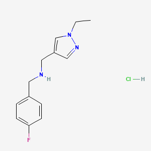 molecular formula C13H17ClFN3 B12234755 1-(1-ethyl-1H-pyrazol-4-yl)-N-(4-fluorobenzyl)methanamine 