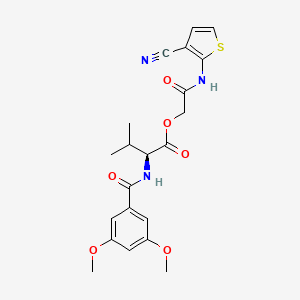 (2S)-2-[[(3,5-dimethoxyphenyl)-oxomethyl]amino]-3-methylbutanoic acid [2-[(3-cyano-2-thiophenyl)amino]-2-oxoethyl] ester