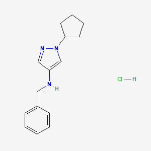 molecular formula C15H20ClN3 B12234766 N-benzyl-1-cyclopentylpyrazol-4-amine;hydrochloride 
