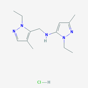 molecular formula C13H22ClN5 B12234775 2-ethyl-N-[(2-ethyl-4-methylpyrazol-3-yl)methyl]-5-methylpyrazol-3-amine;hydrochloride 