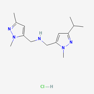 molecular formula C14H24ClN5 B12234787 1-(1,3-dimethyl-1H-pyrazol-5-yl)-N-[(3-isopropyl-1-methyl-1H-pyrazol-5-yl)methyl]methanamine 