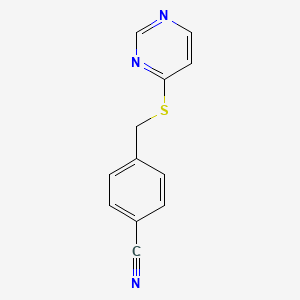 molecular formula C12H9N3S B12234849 4-[(Pyrimidin-4-ylsulfanyl)methyl]benzonitrile 
