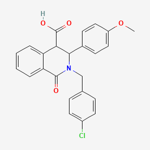 molecular formula C24H20ClNO4 B1223486 2-[(4-Chlorophenyl)methyl]-3-(4-methoxyphenyl)-1-oxo-3,4-dihydroisoquinoline-4-carboxylic acid CAS No. 281223-43-6