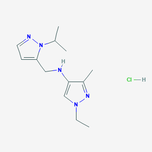 molecular formula C13H22ClN5 B12234885 1-ethyl-N-[(1-isopropyl-1H-pyrazol-5-yl)methyl]-3-methyl-1H-pyrazol-4-amine 
