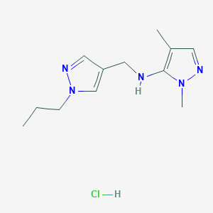 molecular formula C12H20ClN5 B12234919 2,4-dimethyl-N-[(1-propylpyrazol-4-yl)methyl]pyrazol-3-amine;hydrochloride 