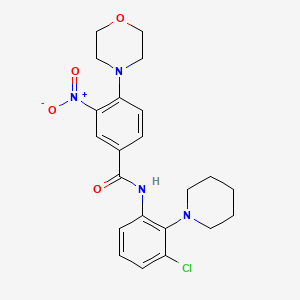 molecular formula C22H25ClN4O4 B1223494 N-[3-chloro-2-(1-piperidinyl)phenyl]-4-(4-morpholinyl)-3-nitrobenzamide 