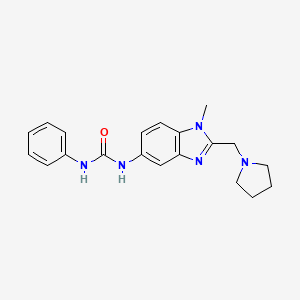 molecular formula C20H23N5O B1223499 1-[1-Methyl-2-(1-pyrrolidinylmethyl)-5-benzimidazolyl]-3-phenylurea 