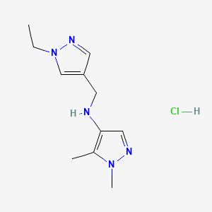 molecular formula C11H18ClN5 B12235000 N-[(1-ethylpyrazol-4-yl)methyl]-1,5-dimethylpyrazol-4-amine;hydrochloride 