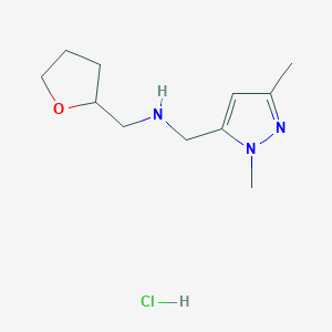 molecular formula C11H20ClN3O B12235014 1-(1,3-dimethyl-1H-pyrazol-5-yl)-N-(tetrahydrofuran-2-ylmethyl)methanamine 
