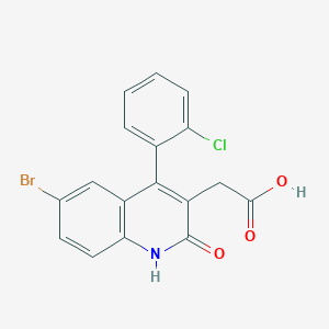 molecular formula C17H11BrClNO3 B1223505 2-[6-bromo-4-(2-chlorophenyl)-2-oxo-1H-quinolin-3-yl]acetic Acid 
