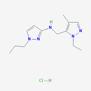 molecular formula C13H22ClN5 B12235055 N-[(2-ethyl-4-methylpyrazol-3-yl)methyl]-1-propylpyrazol-3-amine;hydrochloride 