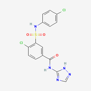 molecular formula C15H11Cl2N5O3S B1223508 4-chloro-3-[(4-chlorophenyl)sulfamoyl]-N-(1H-1,2,4-triazol-5-yl)benzamide 