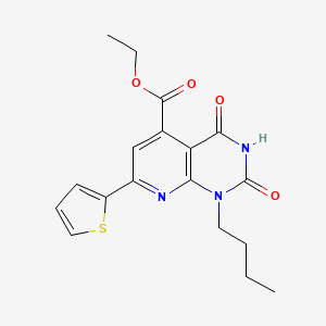 molecular formula C18H19N3O4S B1223510 1-Butyl-2,4-dioxo-7-thiophen-2-yl-5-pyrido[2,3-d]pyrimidinecarboxylic acid ethyl ester 