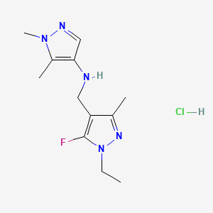molecular formula C12H19ClFN5 B12235109 N-[(1-ethyl-5-fluoro-3-methylpyrazol-4-yl)methyl]-1,5-dimethylpyrazol-4-amine;hydrochloride 