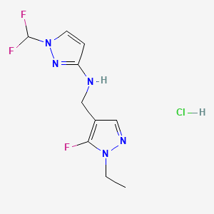molecular formula C10H13ClF3N5 B12235111 1-(difluoromethyl)-N-[(1-ethyl-5-fluoropyrazol-4-yl)methyl]pyrazol-3-amine;hydrochloride 