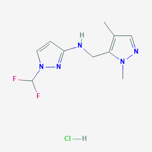 molecular formula C10H14ClF2N5 B12235174 1-(difluoromethyl)-N-[(2,4-dimethylpyrazol-3-yl)methyl]pyrazol-3-amine;hydrochloride 