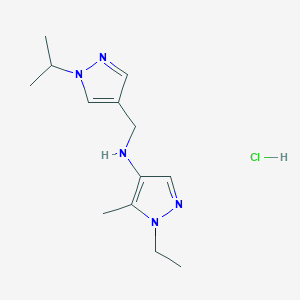 molecular formula C13H22ClN5 B12235198 1-ethyl-N-[(1-isopropyl-1H-pyrazol-4-yl)methyl]-5-methyl-1H-pyrazol-4-amine 
