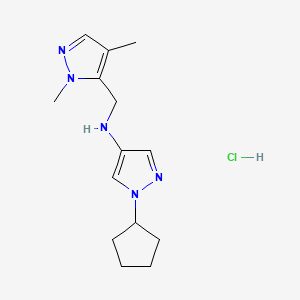molecular formula C14H22ClN5 B12235227 1-cyclopentyl-N-[(2,4-dimethylpyrazol-3-yl)methyl]pyrazol-4-amine;hydrochloride 