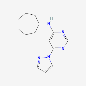 molecular formula C14H19N5 B12235306 N-cycloheptyl-6-(1H-pyrazol-1-yl)pyrimidin-4-amine 