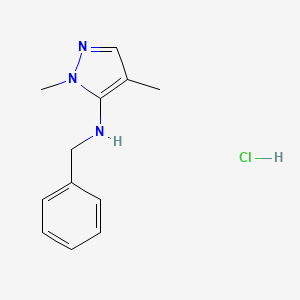 molecular formula C12H16ClN3 B12235314 N-benzyl-2,4-dimethylpyrazol-3-amine;hydrochloride 