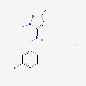 molecular formula C13H18ClN3O B12235319 N-[(3-methoxyphenyl)methyl]-2,5-dimethylpyrazol-3-amine;hydrochloride 