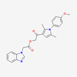 molecular formula C24H23N3O4 B1223545 2-(1-Benzimidazolyl)acetic acid [2-[1-(4-methoxyphenyl)-2,5-dimethyl-3-pyrrolyl]-2-oxoethyl] ester 
