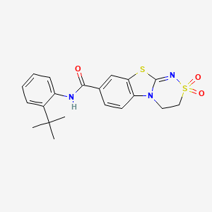molecular formula C20H21N3O3S2 B1223546 N-(2-tert-butylphenyl)-2,2-dioxo-3,4-dihydro-[1,2,4]thiadiazino[3,4-b][1,3]benzothiazole-8-carboxamide 