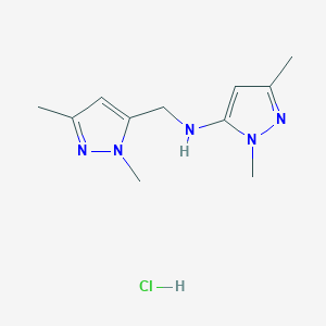 molecular formula C11H18ClN5 B12235467 N-[(2,5-dimethylpyrazol-3-yl)methyl]-2,5-dimethylpyrazol-3-amine;hydrochloride 