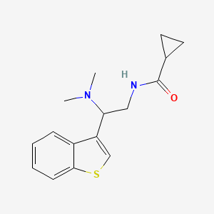 molecular formula C16H20N2OS B12235468 N-[2-(1-benzothiophen-3-yl)-2-(dimethylamino)ethyl]cyclopropanecarboxamide 