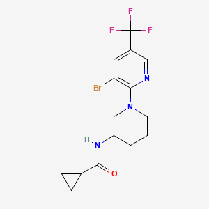 molecular formula C15H17BrF3N3O B12235481 N-{1-[3-bromo-5-(trifluoromethyl)pyridin-2-yl]piperidin-3-yl}cyclopropanecarboxamide 
