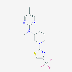 molecular formula C15H18F3N5S B12235490 N,5-dimethyl-N-{1-[4-(trifluoromethyl)-1,3-thiazol-2-yl]piperidin-3-yl}pyrimidin-2-amine 