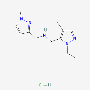molecular formula C12H20ClN5 B12235491 1-(1-ethyl-4-methyl-1H-pyrazol-5-yl)-N-[(1-methyl-1H-pyrazol-3-yl)methyl]methanamine 