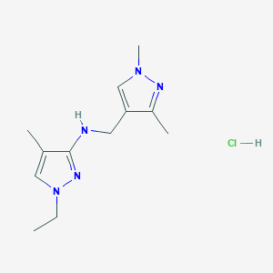 molecular formula C12H20ClN5 B12235512 N-[(1,3-dimethylpyrazol-4-yl)methyl]-1-ethyl-4-methylpyrazol-3-amine;hydrochloride 
