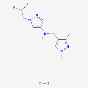 molecular formula C11H16ClF2N5 B12235570 1-(2,2-difluoroethyl)-N-[(1,3-dimethylpyrazol-4-yl)methyl]pyrazol-4-amine;hydrochloride 