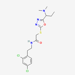 molecular formula C17H22Cl2N4O2S B1223558 N-[2-(2,4-dichlorophenyl)ethyl]-2-[[5-[1-(dimethylamino)propyl]-1,3,4-oxadiazol-2-yl]thio]acetamide 