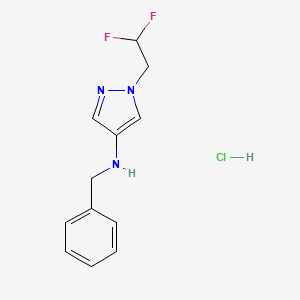 molecular formula C12H14ClF2N3 B12235585 N-benzyl-1-(2,2-difluoroethyl)pyrazol-4-amine;hydrochloride 