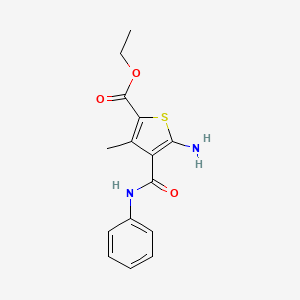 molecular formula C15H16N2O3S B1223561 Ethyl 5-amino-3-methyl-4-(phenylcarbamoyl)thiophene-2-carboxylate 