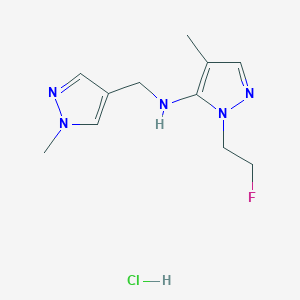 molecular formula C11H17ClFN5 B12235657 2-(2-fluoroethyl)-4-methyl-N-[(1-methylpyrazol-4-yl)methyl]pyrazol-3-amine;hydrochloride 