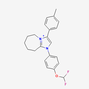 molecular formula C22H23F2N2O+ B1223566 1-[4-(difluoromethoxy)phenyl]-3-(4-methylphenyl)-6,7,8,9-tetrahydro-5H-imidazo[1,2-a]azepin-4-ium 
