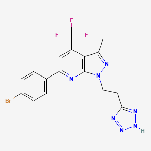 molecular formula C17H13BrF3N7 B1223569 6-(4-bromophenyl)-3-methyl-1-[2-(2H-tetrazol-5-yl)ethyl]-4-(trifluoromethyl)pyrazolo[3,4-b]pyridine 