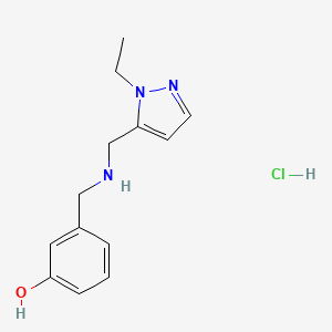 molecular formula C13H18ClN3O B12235719 3-[[(2-Ethylpyrazol-3-yl)methylamino]methyl]phenol;hydrochloride 