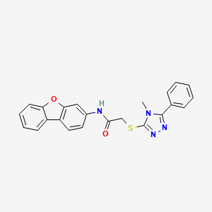 molecular formula C23H18N4O2S B1223572 N-(3-dibenzofuranyl)-2-[(4-methyl-5-phenyl-1,2,4-triazol-3-yl)thio]acetamide 