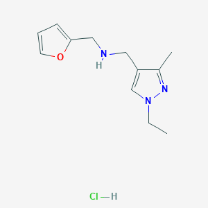 molecular formula C12H18ClN3O B12235722 1-(1-ethyl-3-methyl-1H-pyrazol-4-yl)-N-(2-furylmethyl)methanamine 