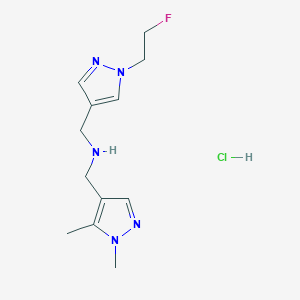 molecular formula C12H19ClFN5 B12235736 1-(1,5-dimethyl-1H-pyrazol-4-yl)-N-{[1-(2-fluoroethyl)-1H-pyrazol-4-yl]methyl}methanamine 