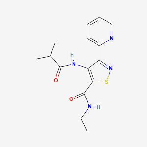molecular formula C15H18N4O2S B12235744 N-ethyl-4-(2-methylpropanamido)-3-(pyridin-2-yl)-1,2-thiazole-5-carboxamide 