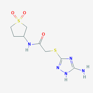 molecular formula C8H13N5O3S2 B12235798 2-[(5-amino-4H-1,2,4-triazol-3-yl)sulfanyl]-N-(1,1-dioxidotetrahydrothiophen-3-yl)acetamide 