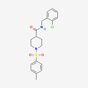 molecular formula C20H23ClN2O3S B1223591 N-[(2-CHLOROPHENYL)METHYL]-1-(4-METHYLBENZENESULFONYL)PIPERIDINE-4-CARBOXAMIDE 
